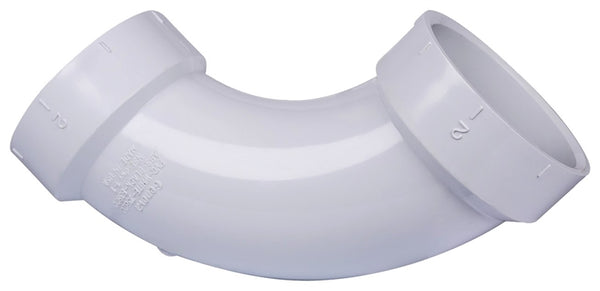 CANPLAS 192277 Long Sweep Pipe Elbow, 2 in, Hub, 90 deg Angle, PVC, White