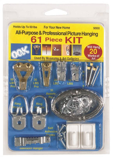 OOK 50900 Picture Hanging Kit, 10 to 30 lb, Steel, Zinc