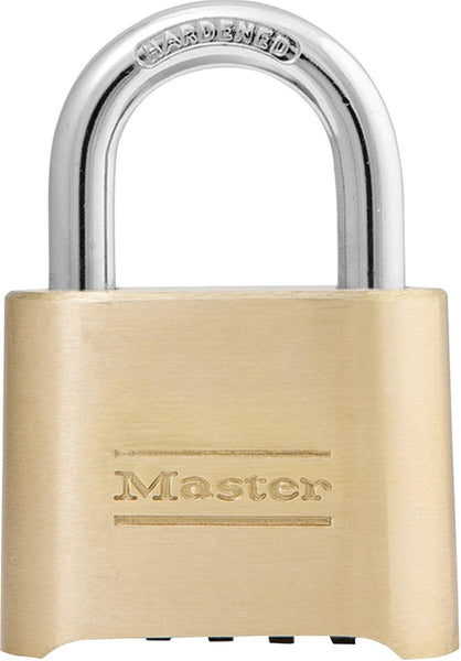 Master Lock 175D Padlock, 5/16 in Dia Shackle, 1 in H Shackle, Steel Shackle, Brass Body, 2 in W Body