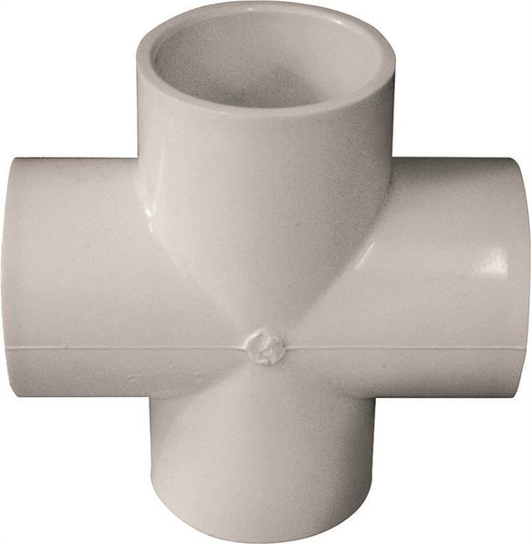 LASCO 420015BC Pipe Cross, 1-1/2 in, Slip, PVC, White, SCH 40 Schedule