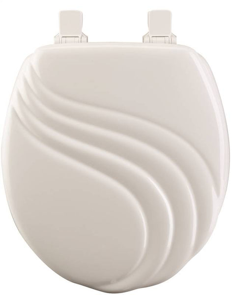 Mayfair 27EC-000 Toilet Seat, Round, Wood, White, Twist Hinge