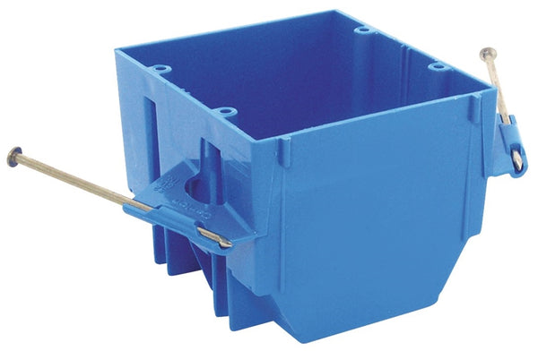 Carlon B232A-UPC Outlet Box, 2 -Gang, PVC, Blue, Captive Nail Mounting