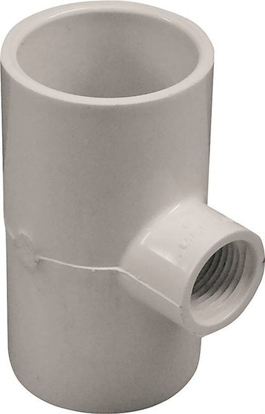 LASCO 402166BC Reducing Pipe Tee, 1-1/4 x 1/2 in, Slip x FIP, PVC, SCH 40 Schedule