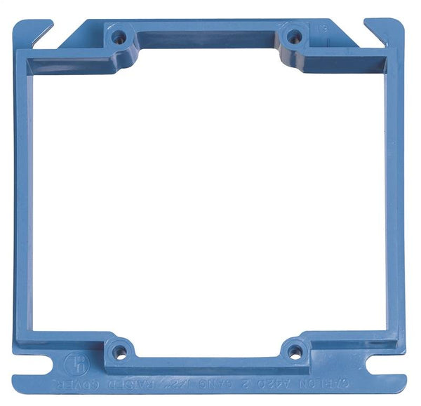 Carlon A420RR Electrical Box Cover, 4 in L, 4 in W, Square, PVC, Blue