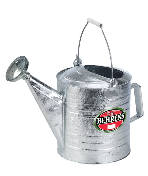 Behrens 210RH Watering Can with Red Wooden Handle, 2.5 gal Can, Steel, Gray, Galvanized