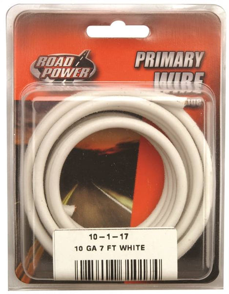 Road Power 55671933/10-1-16 Electrical Wire, 10 AWG Wire, 25/60 VAC/VDC, Copper Conductor, White Sheath, 7 ft L