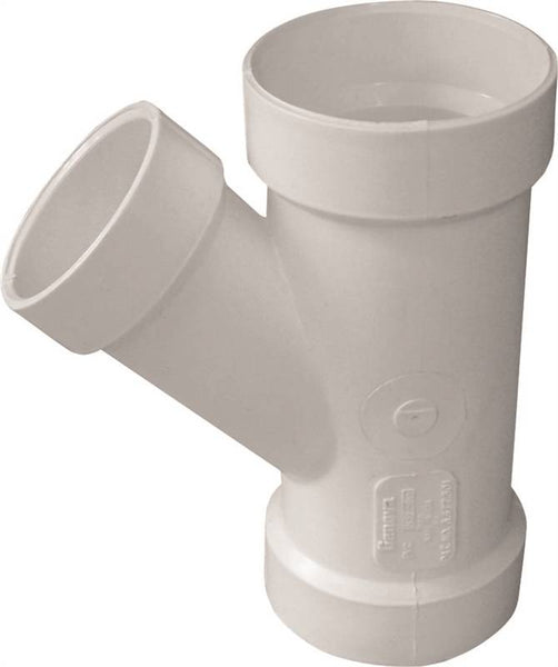 IPEX 192328L Pipe Wye, 4 x 4 x 2 in, Hub, PVC, White, SCH 40 Schedule