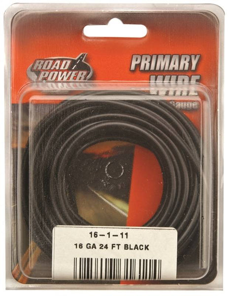 Road Power 55666633/16-1-11 Electrical Wire, 16 AWG Wire, 1-Conductor, 25/60 VAC/VDC, Copper Conductor, Black Sheath