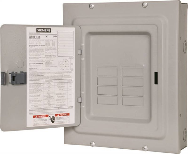 Siemens Murray E E0816ML1125S Load Center, 125 A, 8 -Space, 16 -Circuit, Main Lug, NEMA 1 Enclosure, Gray