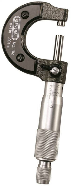 GENERAL 102 Utility Micrometer, Functions: SAE, 0 to 1 in, Analog Display