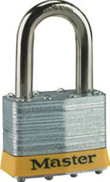 Master Lock 5DLF Padlock, Keyed Different Key, 3/8 in Dia Shackle, 1-1/2 in H Shackle, Boron Alloy Shackle, Steel Body