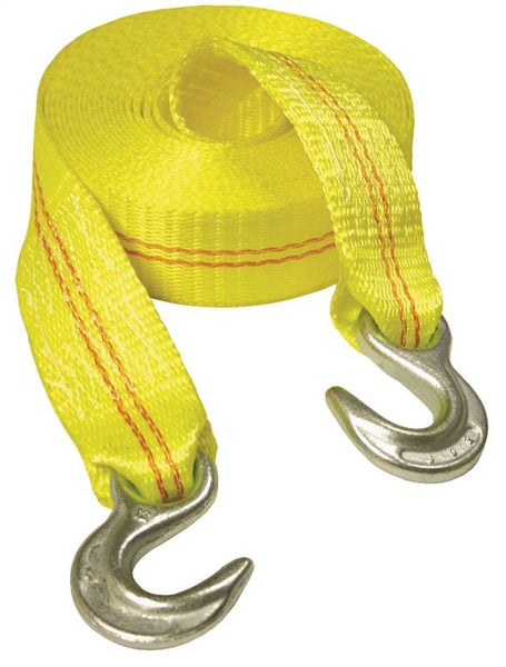 KEEPER 02825 Emergency Tow Strap, 12,000 lb, 2 in W, 25 ft L, Hook End, Yellow