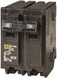 Square D Homeline HOM260C Circuit Breaker, Mini, 60 A, 2 -Pole, 120/240 V, Plug Mounting, Black