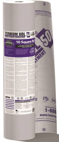 INTERWRAP UDL50 Roof Underlayment Roll, 250 ft L, 48 in W, Synthetic, Gray