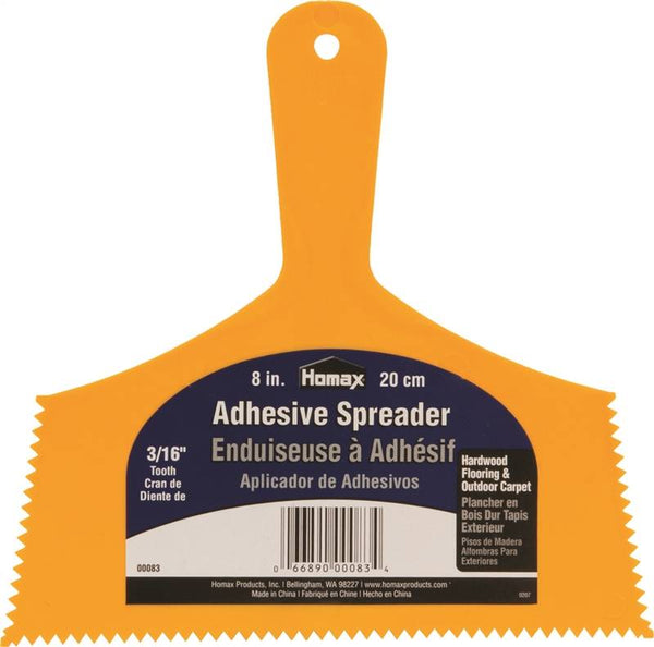 Homax 83 Adhesive Spreader Knife, Notched Blade, Polystyrene Blade, Polystyrene Handle, Reinforced Handle