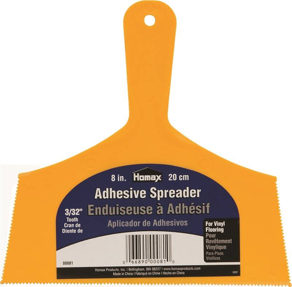 Homax 81 Adhesive Spreader Knife, Notched Blade, Polystyrene Blade, Polystyrene Handle, Reinforced Handle