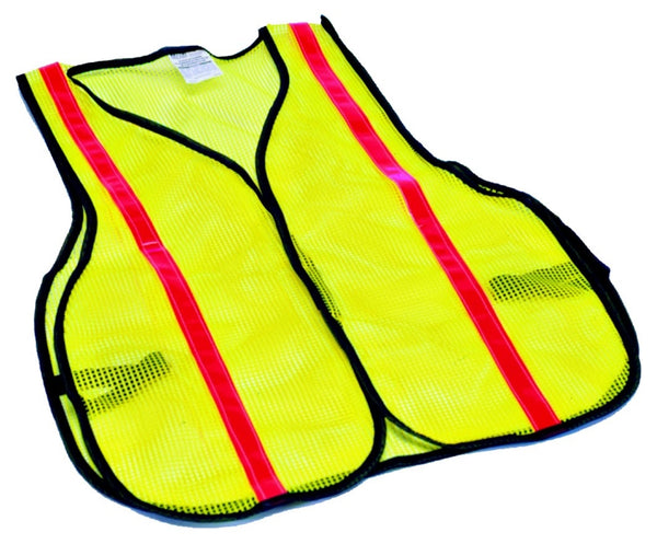 SAFETY WORKS SWX00354 High Visibility Safety Vest, One-Size, Polyester, Lime Yellow, Hook-and-Loop Closure