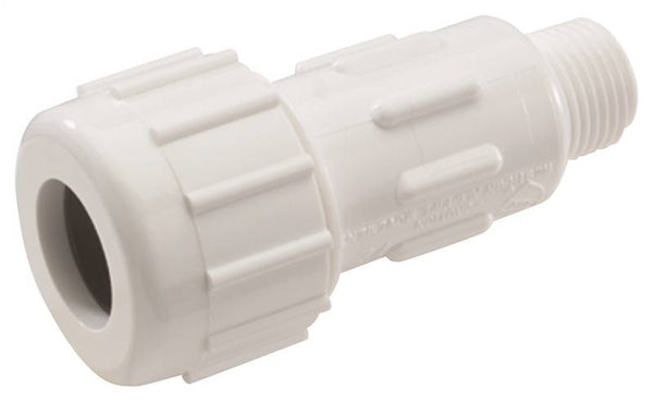 NDS CPA-1000 Pipe Adapter, 1 in, Compression x MPT, PVC, White, SCH 40 Schedule, 150 psi Pressure