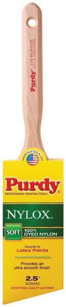 Purdy Nylox Glide 144152225 Angular Trim Brush, 2-1/2 in W, 2-15/16 in L Bristle, Nylon Bristle, Fluted Handle