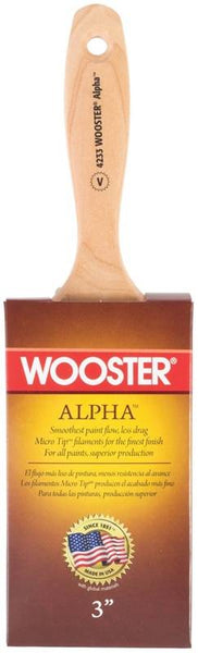 WOOSTER 4233-3 Paint Brush, 3 in W, 3-3/16 in L Bristle, Synthetic Bristle, Varnish Handle