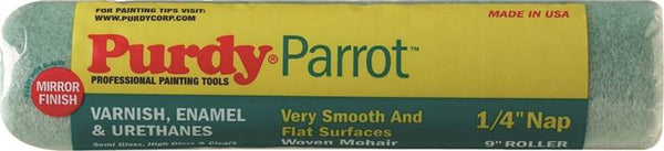 Purdy Parrot 144644091 Paint Roller Cover, 1/4 in Thick Nap, 9 in L, Mohair Fabric Cover