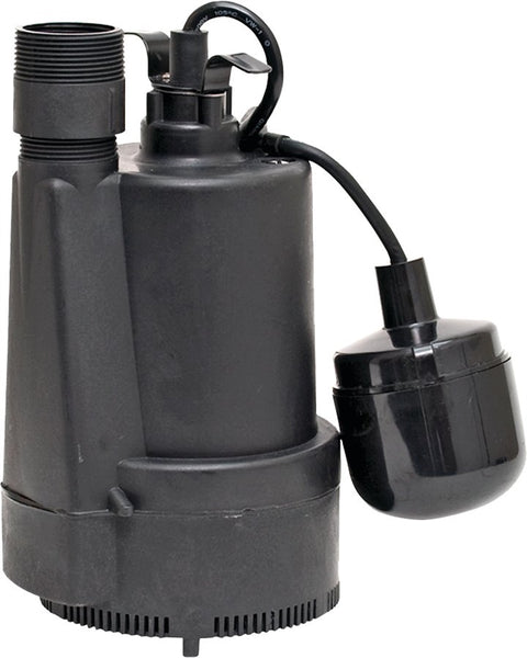 SUPERIOR PUMP 92330 Sump Pump, 4.1 A, 120 V, 0.33 hp, 1-1/4 x 1-1/2 in Outlet, 40 gpm, Thermoplastic