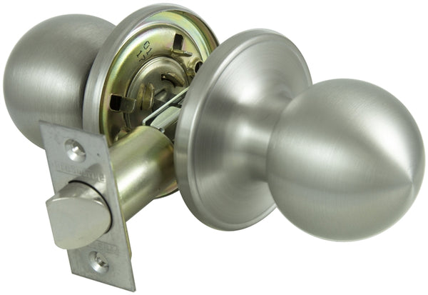 ProSource T3630V-PS Door Knob, Knob Handle, Metal, Stainless Steel, 2-3/8 to 2-3/4 in Backset, 44 x 57 mm Strike