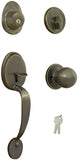 ProSource Handleset, 3 Grade, Keyed Key, Brass, Antique Brass, 2-3/8 x 2-3/4 in Backset, KW1 Keyway