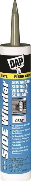 DAP 00835 Siding and Window Sealant, Medium Gray, 24 hr Curing, -35 to 140 deg F, 10.1 oz Cartridge