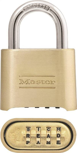 Master Lock 175DWD Padlock, 5/16 in Dia Shackle, 1 in H Shackle, Steel Shackle, Brass Body, Brass, 2 in W Body