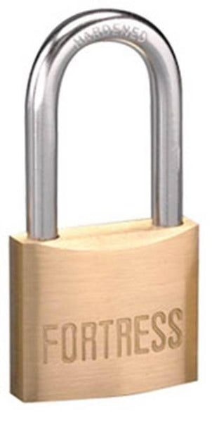 American Lock Fortress Series 1840DLF Padlock, Keyed Different Key, 1/4 in Dia Shackle, Steel Shackle, Solid Brass Body