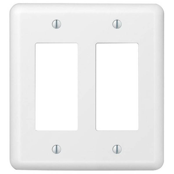 AmerTac Devon 935RRW Wallplate, 5 in L, 4-5/8 in W, 2 -Gang, Steel, White