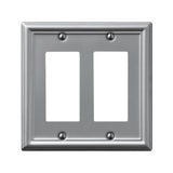 AmerTac Chelsea 149RRBN Wallplate, 4-7/8 in L, 4-15/16 in W, 2 -Gang, Steel, Brushed Nickel