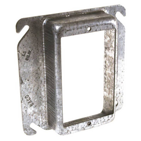 RACO 8775 Electrical Box Cover, 4 in L, 1-1/4 in W, Square, 1 -Gang, Steel, Gray/Silver