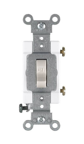 Leviton 1453-2T Switch, 15 A, 120 V, 3 -Position, Push-In Terminal, Thermoplastic Housing Material, Light Almond