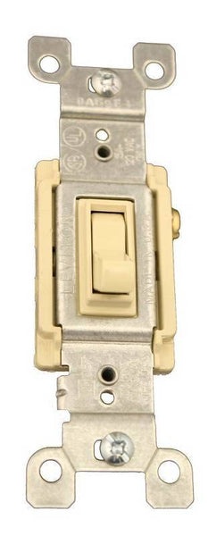 Leviton 1453-2I Switch, 15 A, 120 V, 3 -Position, Push-In Terminal, Thermoplastic Housing Material, Ivory