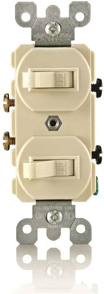 Decora S01-05224-2IS Duplex Combination Double Switch, 15 A, 120/277 V, Lead Wire Terminal, Ivory