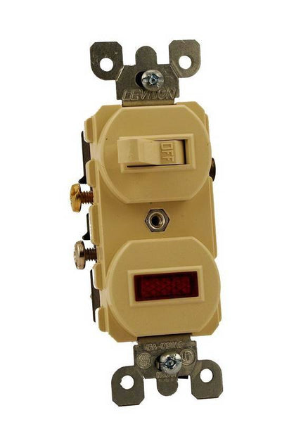 Decora Traditional S03-05226-0IS Duplex Combination Switch, 12 A, 120/277 V, Lead Wire Terminal, Ivory