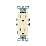 Leviton S01-05325-0IS Duplex Receptacle, 2 -Pole, 15 A, 125 V, Push-In, Side Wiring, NEMA: 5-15R, Ivory