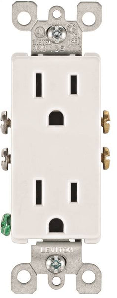 Leviton S02-05325-0WS Duplex Receptacle, 2 -Pole, 15 A, 125 V, Push-In, Side Wiring, NEMA: 5-15R, White