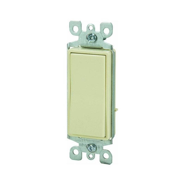 Decora S11-05601-2IS Rocker Switch with Ground Screw, 15 A, 120/277 V, SPST, Lead Wire Terminal, Ivory