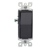 Decora R65-05603-2ES Rocker Switch with Ground Screw, 15 A, 120/277 V, 3-Way, Lead Wire Terminal, Black