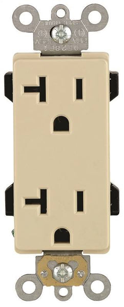 Leviton S01-16352-0IS Duplex Receptacle, 2 -Pole, 20 A, 125 V, Back, Side Wiring, NEMA: 5-20R, Ivory