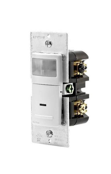 Leviton R62-IPS06-1LW Motion Detector, 120 V, 1 -Pole, Motion Sensor, 180 deg Sensing, 900 sq-ft Sensing, White