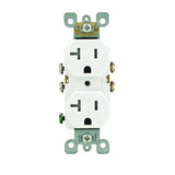 Leviton R52-T5820-0WS Duplex Receptacle, 2 -Pole, 20 A, 125 V, Side Wiring, NEMA: 5-20R, White