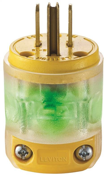 Leviton R50-515PV-LIT Electrical Plug, 2 -Pole, 15 A, 125 V, NEMA: NEMA 5-15P, Transparent Yellow