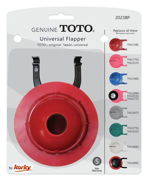 Korky 2023BP Toilet Flapper, Rubber, Red, For: 3 in TOTO Models, 3 in Flush Valves Opening