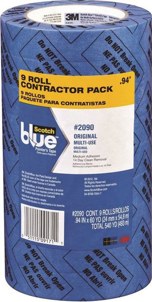 ScotchBlue 2090-24A-CP Painter's Tape, 60 yd L, 1 in W, Crepe Paper Backing, Blue