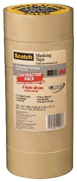 Scotch 2020-48A-CP Masking Tape, 60 yd L, 1.88 in W, Crepe Paper Backing, Beige