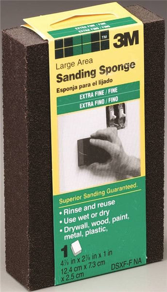 3M DSXF-F Sanding Sponge, 2-7/8 in L, 4-7/8 in W, Extra Fine, Fine, Aluminum Oxide Abrasive